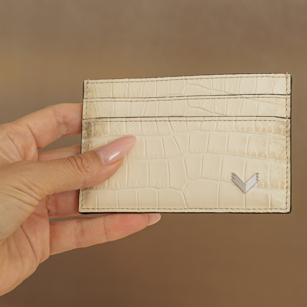 Port Card, Piele Vitel, Textura Crocodil