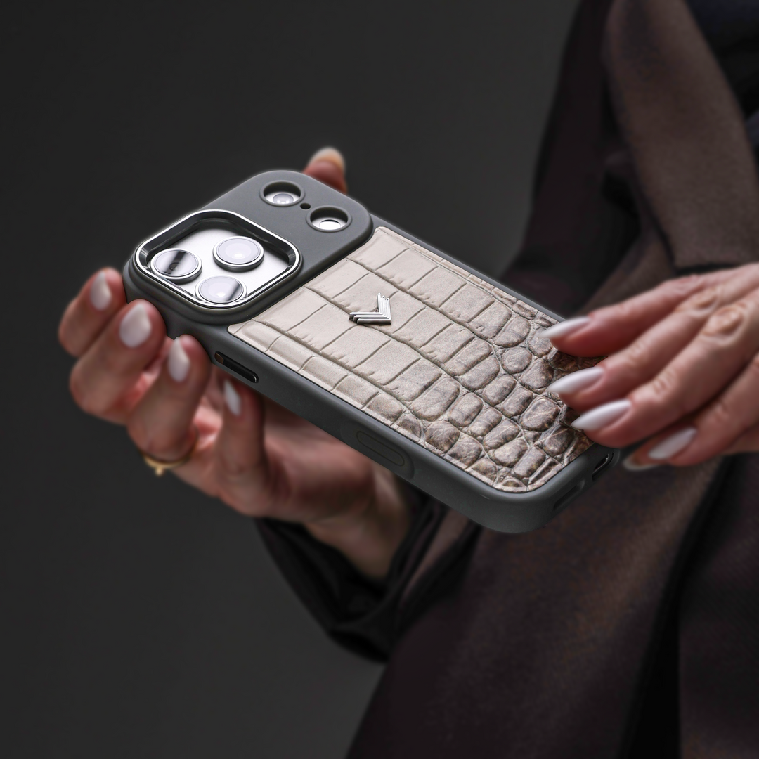 Husa Telefon iPhone 17 Pro, Piele Vitel, Textura Crocodil