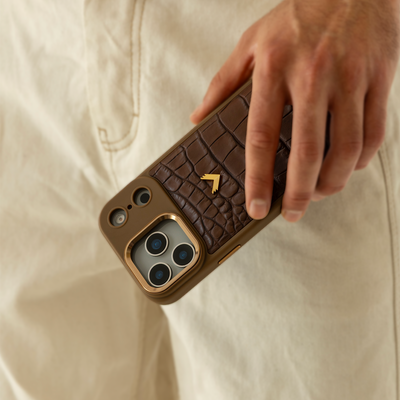 Husa Telefon iPhone 17 Pro Max, Piele Vitel, Textura Crocodil