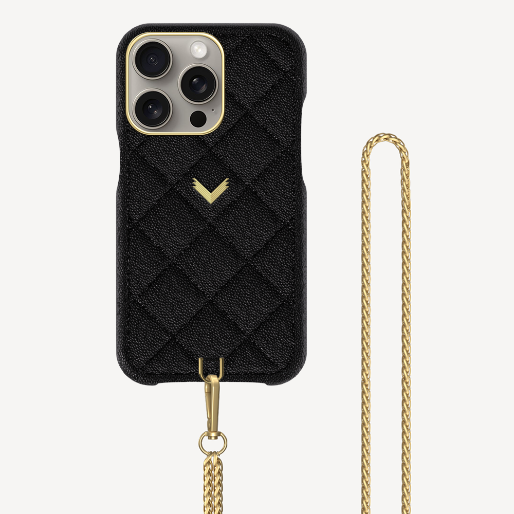 Husa Telefon iPhone 15 Pro, Piele Vitel, Textura Caviar