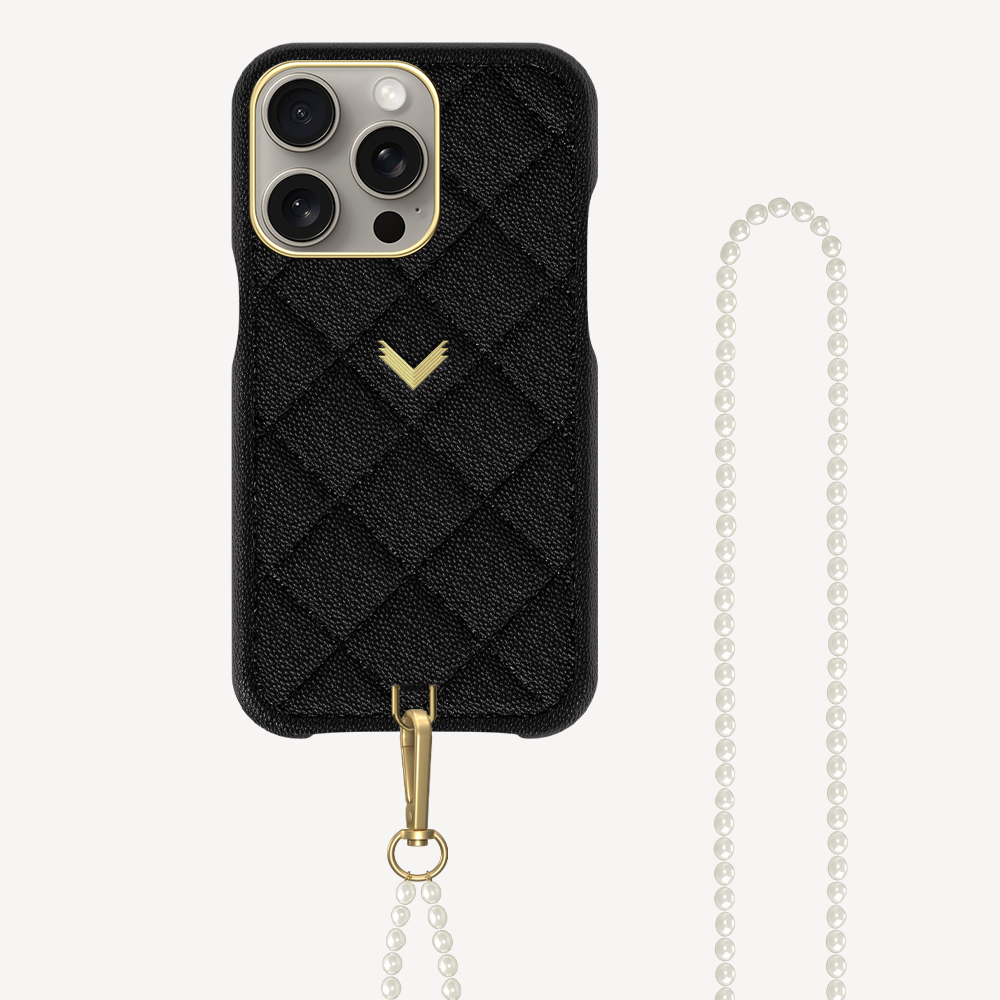 Husa Telefon iPhone 15 Pro, Piele Vitel, Textura Caviar