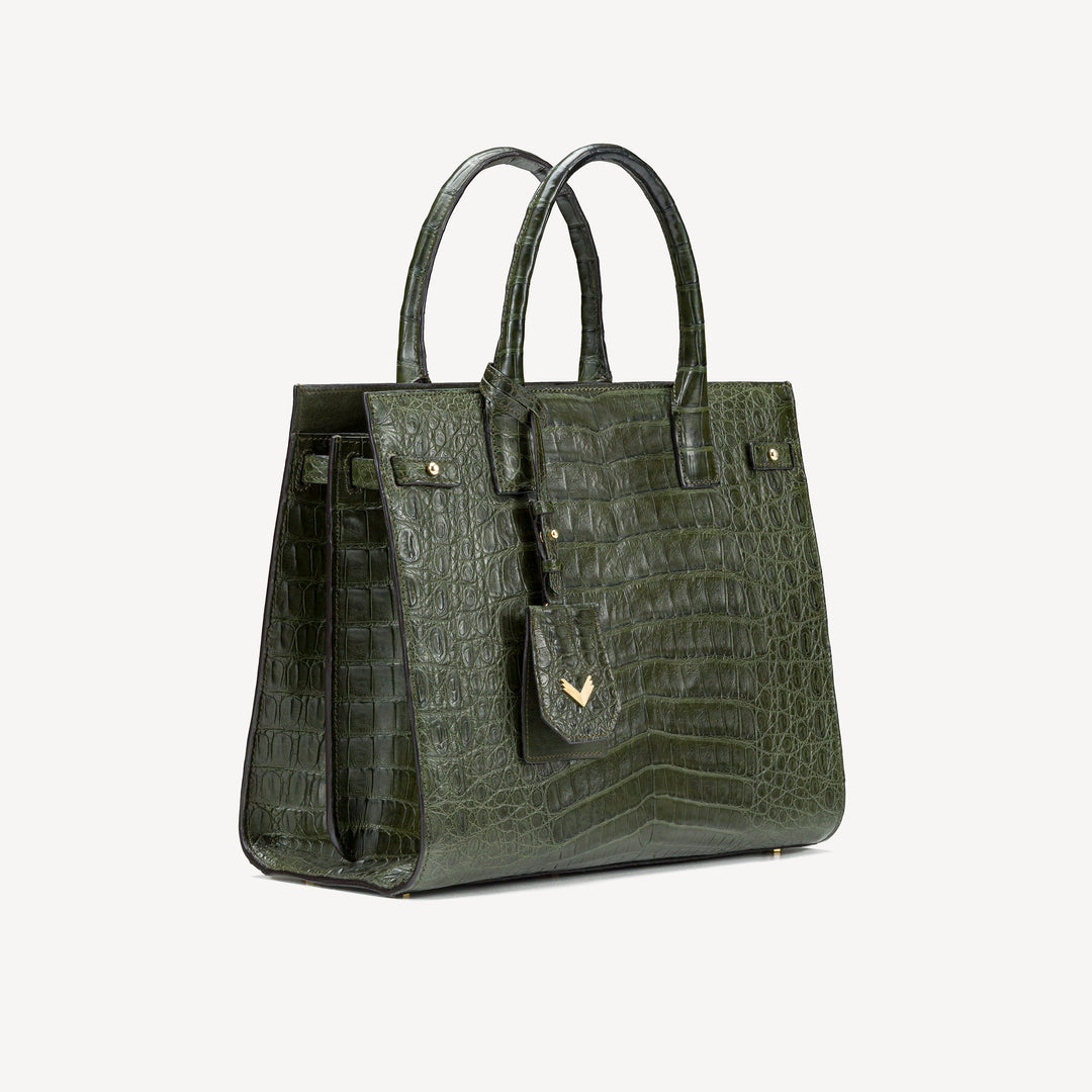 Geanta, Piele Crocodil, VLogo Aur Galben 14K