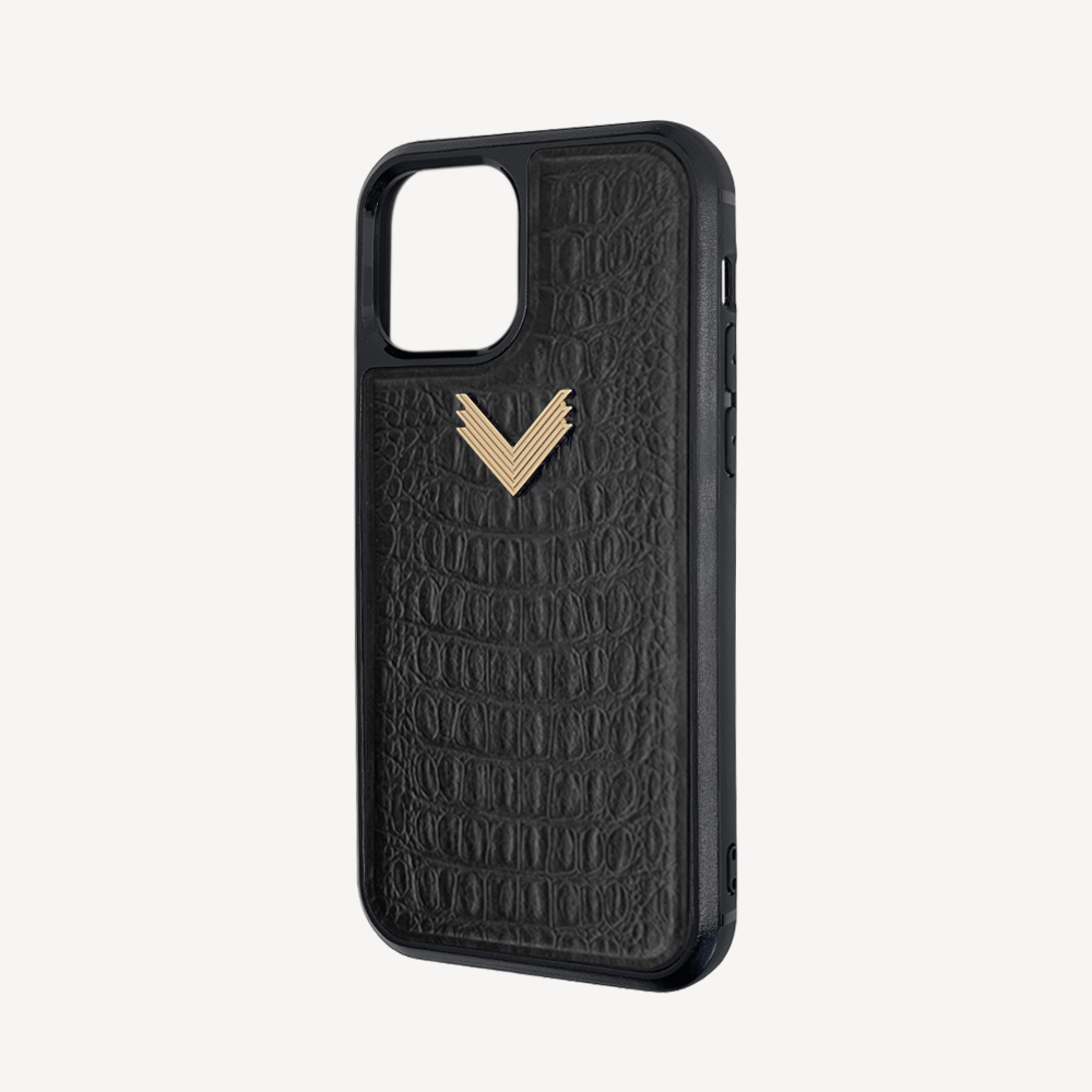 Husa Telefon iPhone 12 Mini, Piele Vitel, Textura Aligator