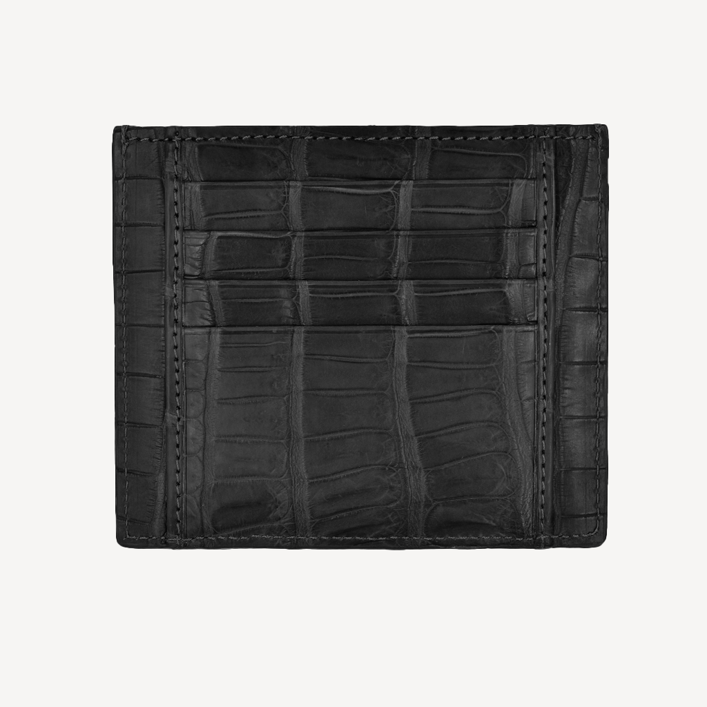 Port Card GM, Piele Crocodil, VLogo Aur Alb 14K