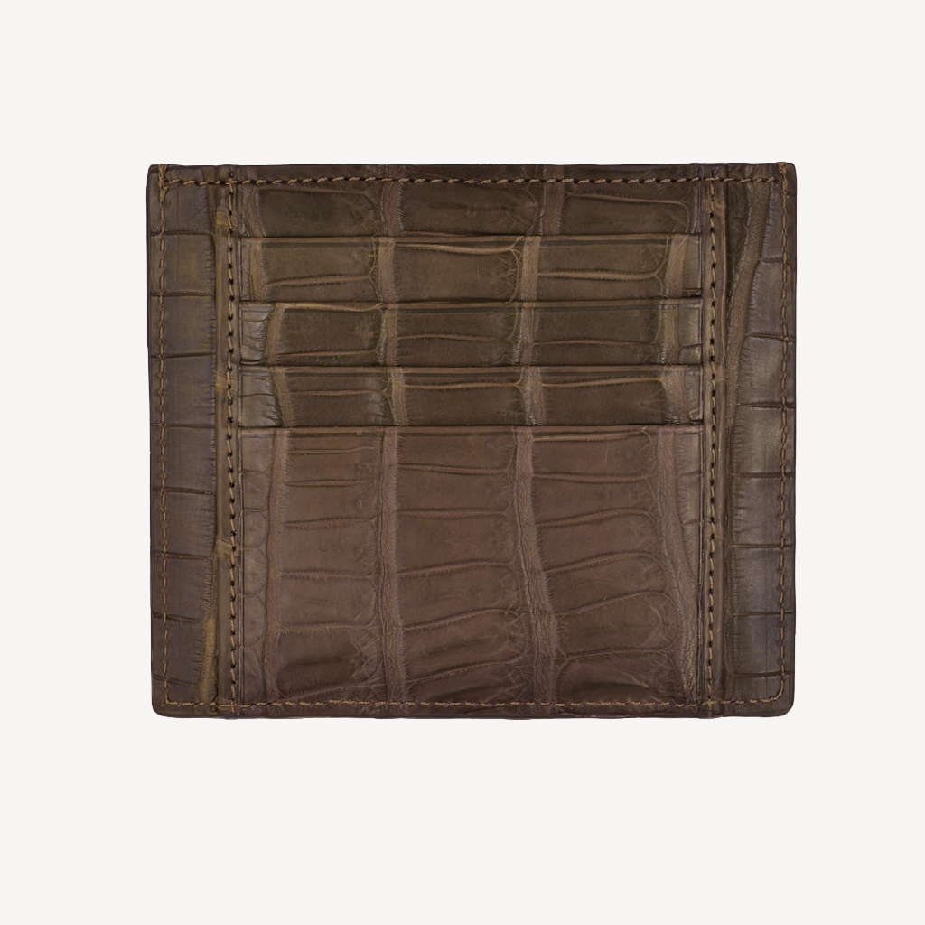Port Card GM, Piele Crocodil, VLogo Aur Alb 14K