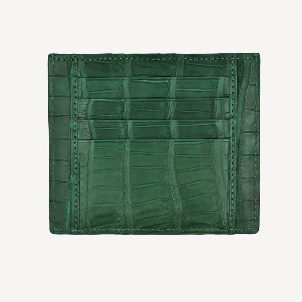 Port Card GM, Piele Crocodil, VLogo Aur Alb 14K