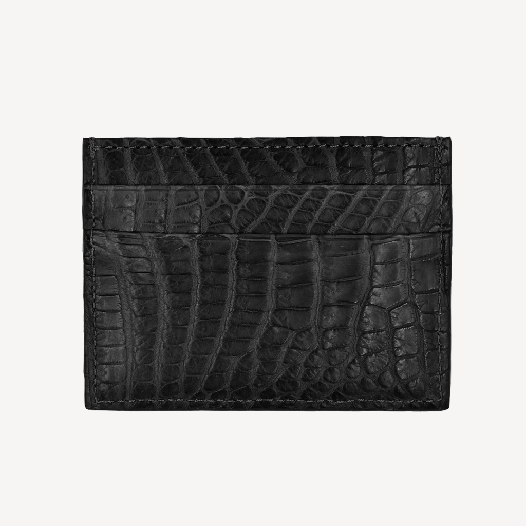 Port Card MM, Piele Crocodil, VLogo Aur Alb 14K
