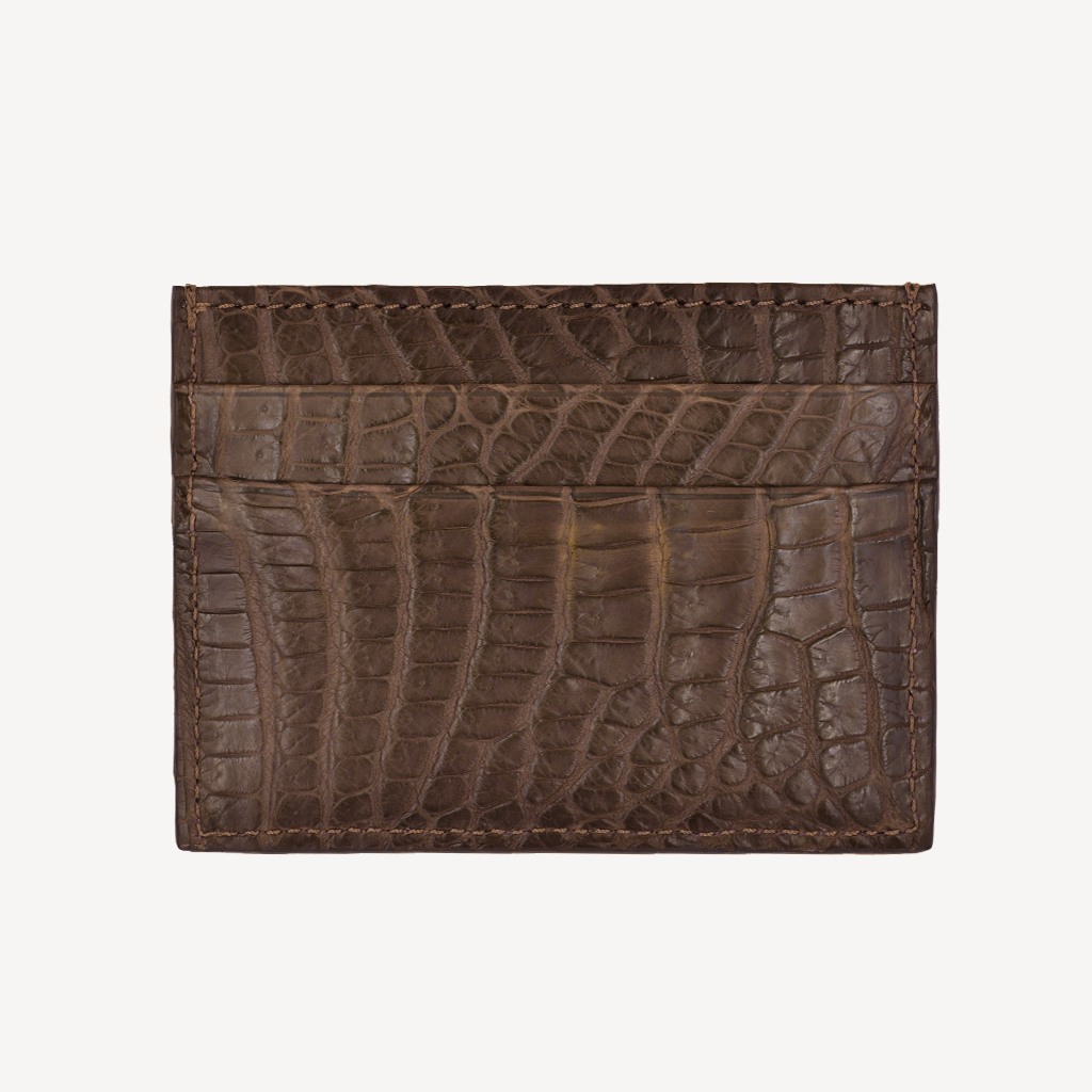 Port Card MM, Piele Crocodil, VLogo Aur Alb 14K