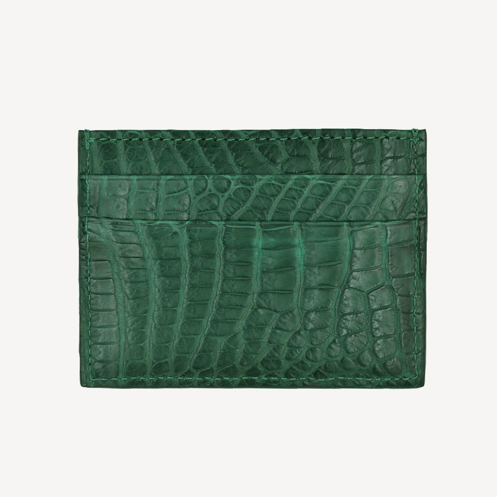 Port Card MM, Piele Crocodil, VLogo Aur Alb 14K