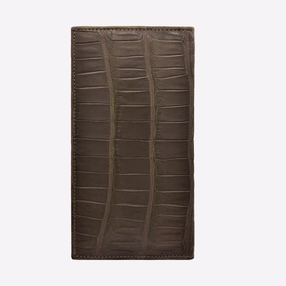 Portofel Bifold, Piele Crocodil, VLogo Aur Galben 14K