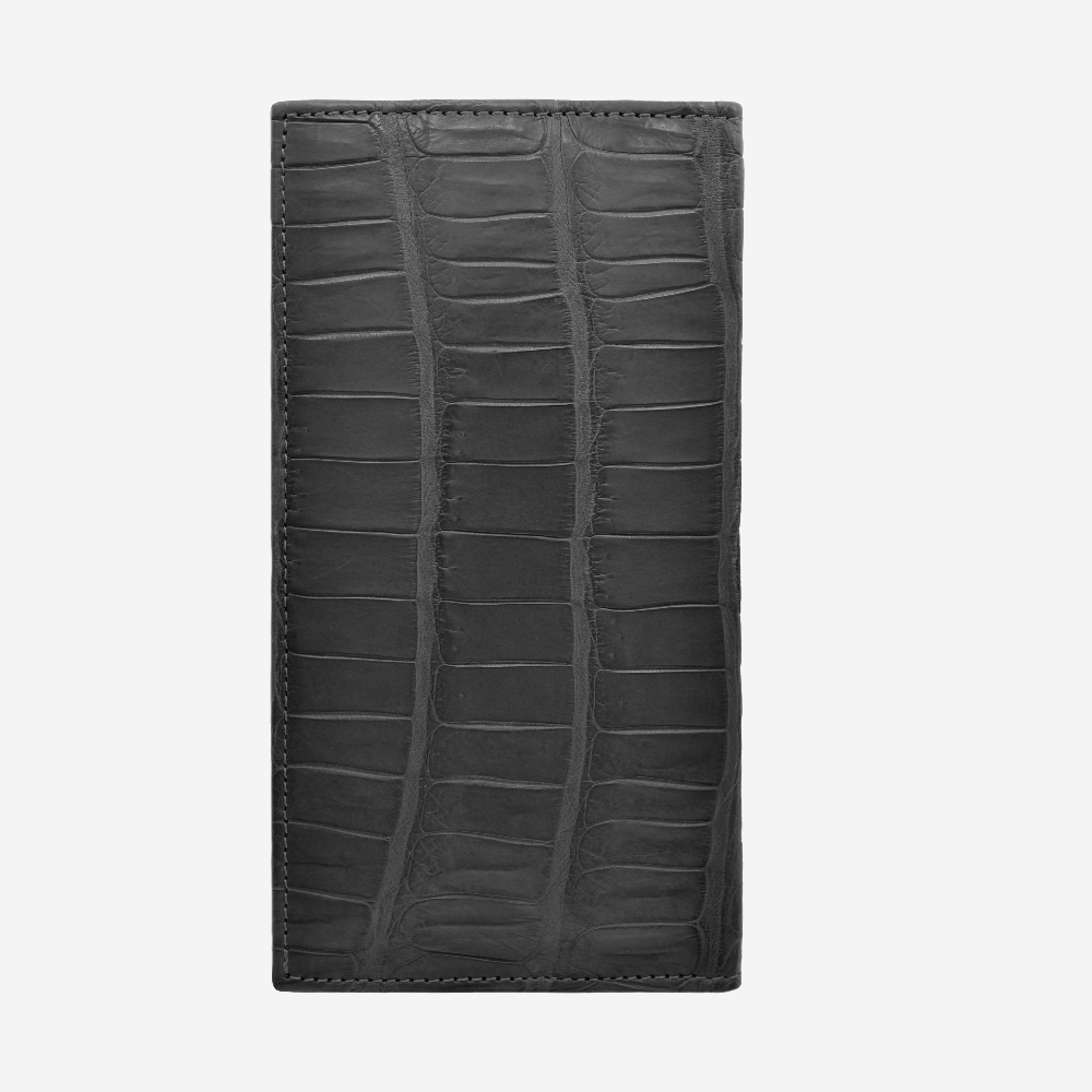 Portofel Bifold, Piele Crocodil, VLogo Aur Galben 14K