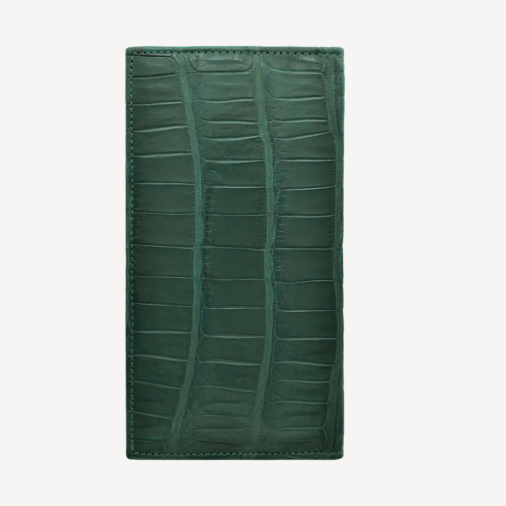 Portofel Bifold, Piele Crocodil, VLogo Aur Galben 14K